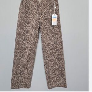 NWT CALI 1850 Wide Leg Leopard Print Zip Up Jeans Sz 13